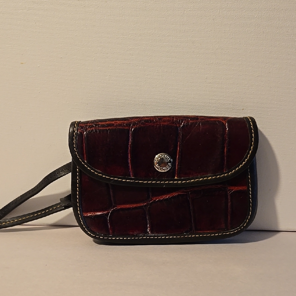 Dooney & Bourke Deep Red Crocodile-Embossed Wristlet